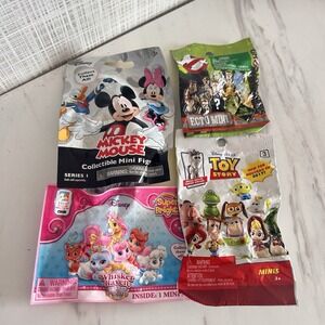 Disney Mini Figures Lot of 4 Ghostbusters Toy Story Whisker Haven Mickey New TT